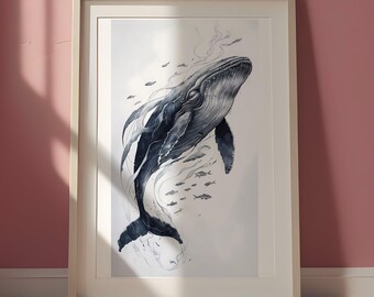 Watercolour Whale Digital Print