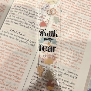 Faith over Fear/handmade gift/Christian gift/family gift/gifts/bookmark/acrylic bookmark/bible gift/scripture/bible verse/bible bookmark/