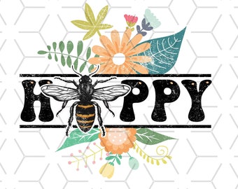 Sublimations vintage, Téléchargements de designs, Bee Happy, Png, Clipart, Shirt Design Sublimation Téléchargements, T-shirt Bee Kind, Sublimations rétro