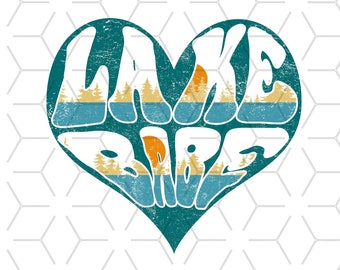 Lake Babe PNG: Vintage Heart Sublimation Design (Digital Download)