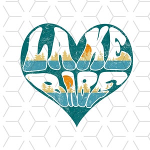 Lake Babe PNG: Vintage Heart Sublimation Design (Digital Download)
