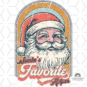 Kerstsublimaties, downloads ontwerpen, retro kerst, clipart, sublimatiedownloads shirtontwerp, clausule, kerstman's favoriete helper