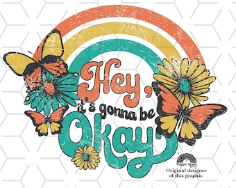 Retro Rainbow Butterfly Sublimation Design: Be Kind Clipart (PNG)