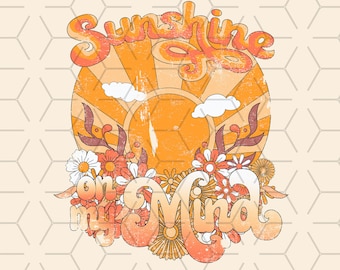 Retro Sunshine PNG: Floral Sublimation Design (Digital Download)