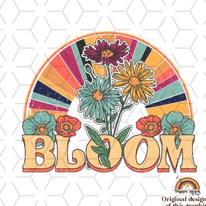 Flor retro PNG: Diseño de sublimación arcoíris (descarga digital)