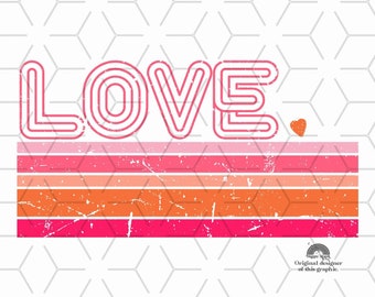 PNG de rayas de amor de San Valentín: Diseño de camiseta retro (descarga digital)