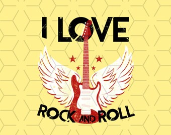 I Love Rock and Roll PNG: Music Sublimation Design (Digital Download)
