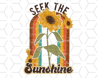 Retro Sunflower Sublimation Design: Seek The Sunshine PNG (Digital Download)