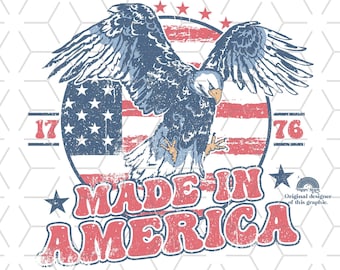 4th of July Eagle Sublimation Design: Groovy USA PNG (Digital Download)