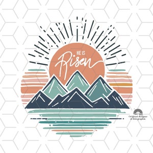 Sublimazioni di Pasqua, Download pastello, Gesù, Png, Clipart, Download di sublimazione del design della montagna, Edificante, Tshirt di fede, È risorto