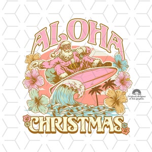 Weihnachten Sublimations, Downloads, Strand, Groovy, Hawaii, Sublimation Downloads, Surfing Santa, Waves, mele kalikimaka, Aloha Christmas