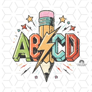 Regreso a Clases, Sublimaciones Vintage, Descargas de Diseños, Png, Clipart, Descargas de Sublimación de Diseño de Camisas, Escuela, ABCD Rock and Roll