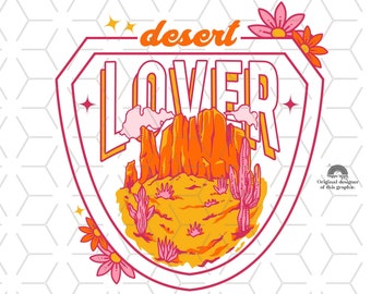 Diseño de sublimación "Amante del desierto": Cactus occidental PNG (Descarga digital)
