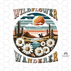 Sublimaciones Retro, Descargas de Diseños, Sublimaciones Vintage, Png, Clipart, Diseño de Camisa, Descargas de Sublimación, Margaritas, Wildflower Wanderer