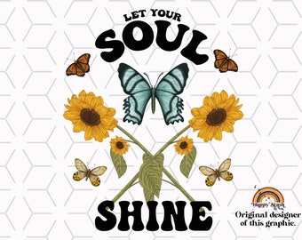 Retro Sunflower Butterfly PNG: Let Your Soul Shine (Digital Download)