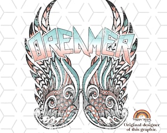 Retro Dreamer Wings PNG: Sublimation Design Download