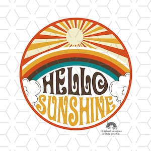 Retro Sublimations, Designs Downloads, Vintage Sublimations, Png, Clipart, Shirt Design Sublimation Downloads, RAINBOW,  HELLO SUNSHINE