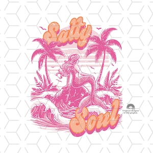 Summer Sublimations, Designs Downloads, Mermaid Clipart, Png, Clipart, Shirt Design Sublimation Downloads,  Pink. Ocean, Salty Soul Mermaid