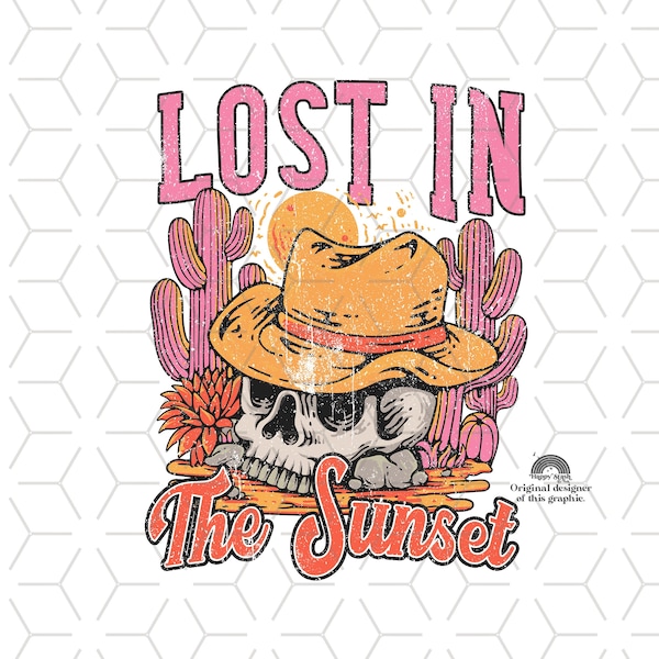 Desert Sublimations, Designs Downloads, Png, Western Graphic, Shirt Design Sublimation Downloads, Cowgirl T-shirt, Skull, Lost In The Sunset