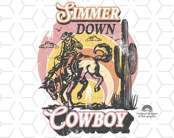 Simmer Down Cowboy PNG : T-shirt graphique western (téléchargement numérique)