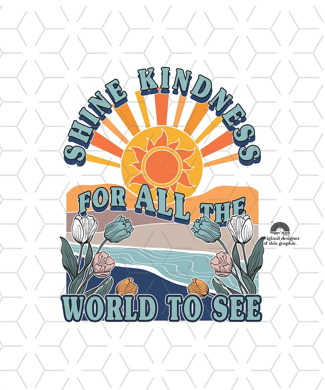 Retro Shine Kindness PNG: Groovy Sublimation Design (digital Download ...