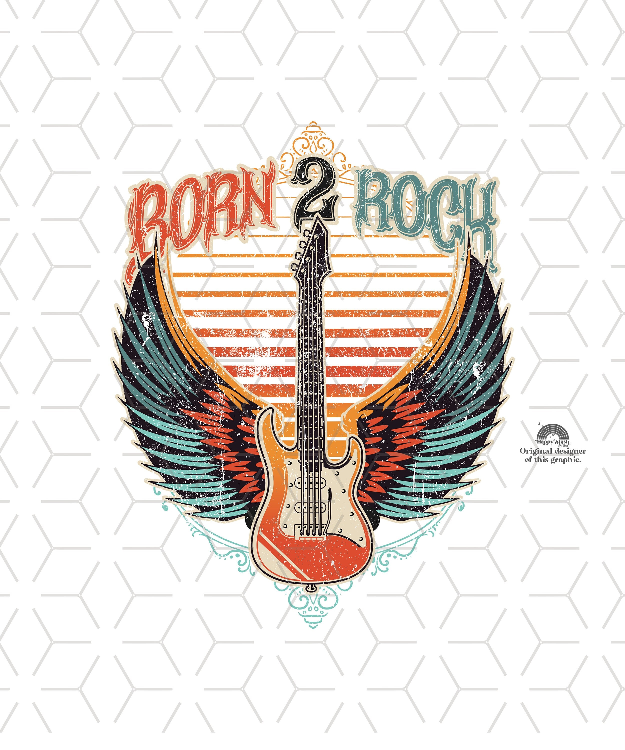 Retro Rock and Roll Guitar Wings PNG - Sublimation Design (digital ...