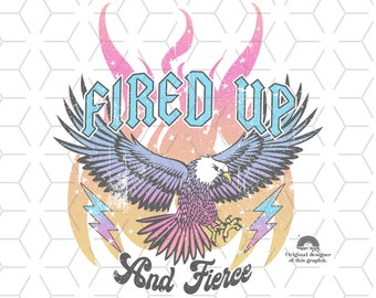 Fired Up Eagle PNG: Retro Sublimation Design (Digital Download)