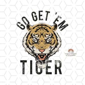 Retro Sublimations, Designs Downloads, Vintage Sublimations, Png, Clipart, Shirt Design, Sublimation Downloads, Tiger Tee, Go Get Em Tiger