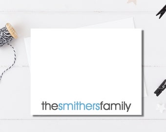 Personalized Family Note Cards / Set of Modern Stationery Notes / Set of 12 Cards / Family Notes / Family Cards / Thank You Notes