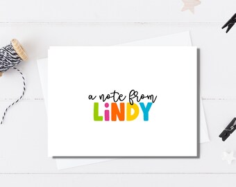 Chunky Name Personalized Stationery / Modern Stationary / Personalized Note Cards / Stationery Set of 12 - Personalized Chunky Name Note
