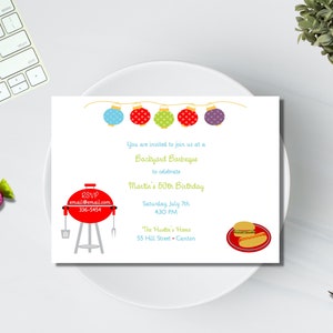 Backyard BBQ Party Invitations BBQ Party Invitations Barbeque Party Invites Grill Party Invitations Grill Party Backyard Party image 1