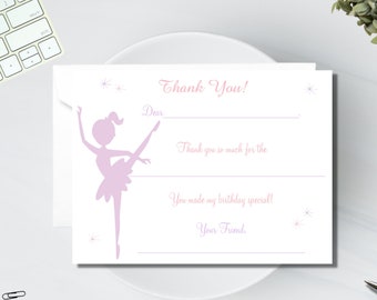 Ballerina Thank You Notes Fill In The Blank Note / Ballet Thank You Notes / Dance Party Thank You Notes / Pretty Ballerina Thank You Note