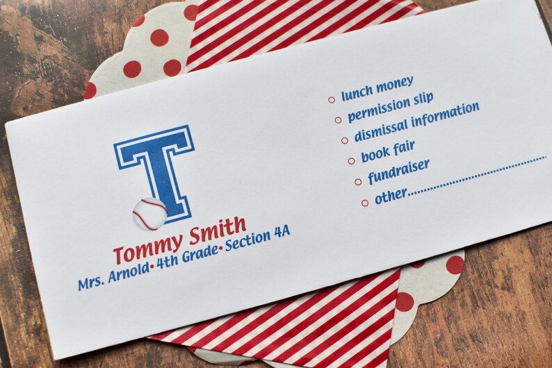 Personalized School Money Envelope for Money and Notes Etsy