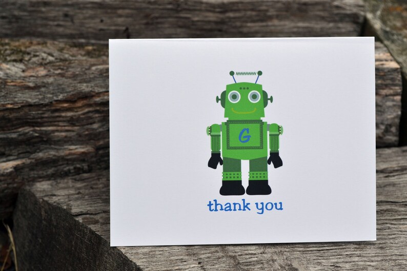 Kids Personalized Stationery / Kids Notecards / Kids Notes / Kids Thank You Note Cards Robot image 2