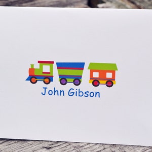 Boys Personalized Note Cards for Thank You Notes Train Theme