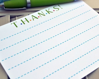 Kids Thank You Note / Kids Thank You Cards / Childrens Lined Thank You Note Cards / Lined Notes / Fill In The Blank Thank You Note Set of 12