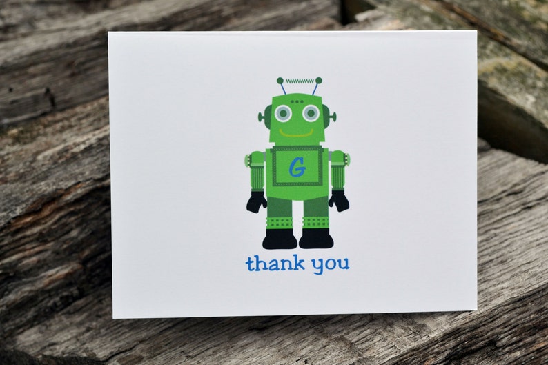 Kids Personalized Stationery / Kids Notecards / Kids Notes / Kids Thank You Note Cards Robot image 5