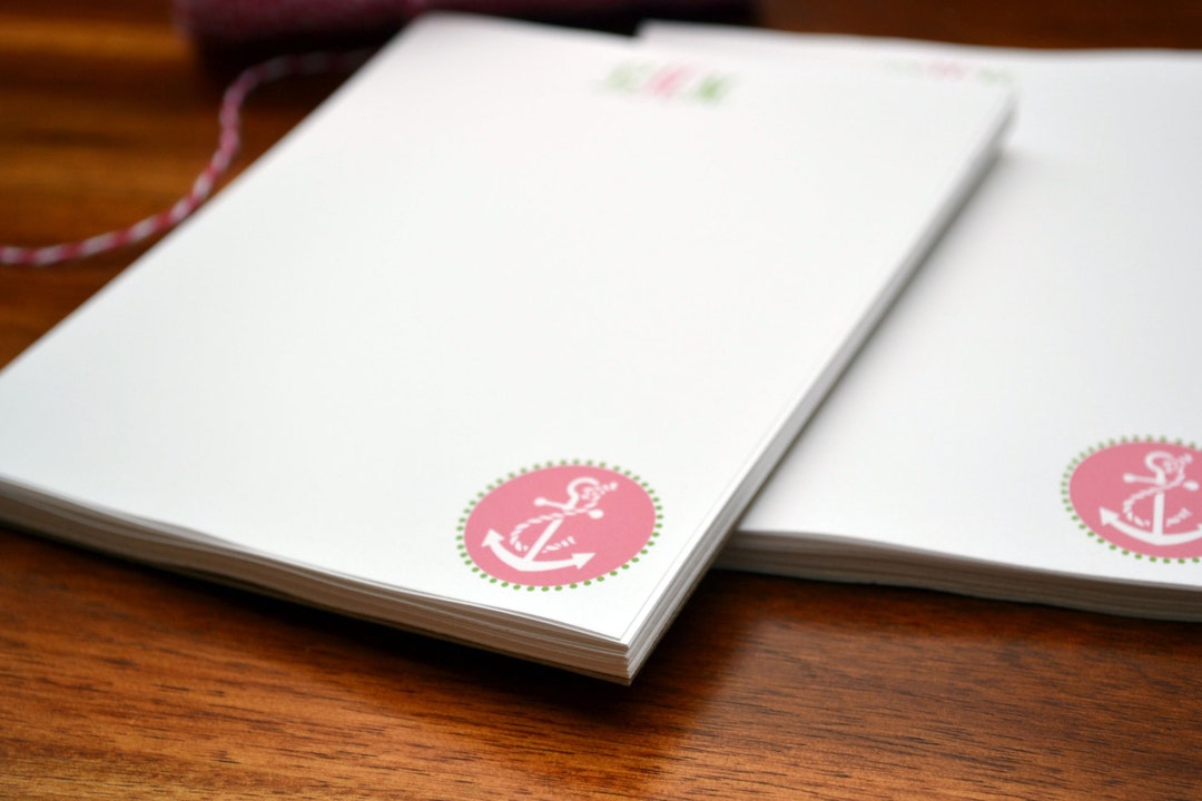 Personalized Notepads / Preppy Anchor Monogram Notepads Etsy