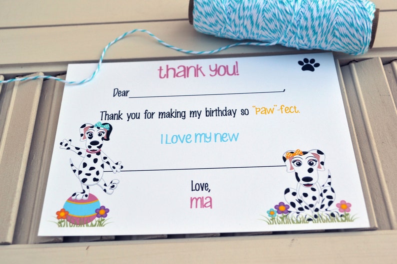 Kids Fill In the Blank Thank You Notes / Kids Thank You Notes / Childrens Dalmation Thank You Note Cards / Fill In The Blank Dalmation Notes image 2