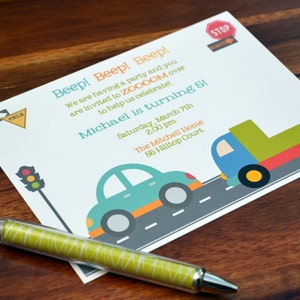 Truck Birthday Party Invitations / Cars and Trucks Birthday Party / Boys Birthday Party Invite / Kids Birthday Party Invitation / Cars Party image 1