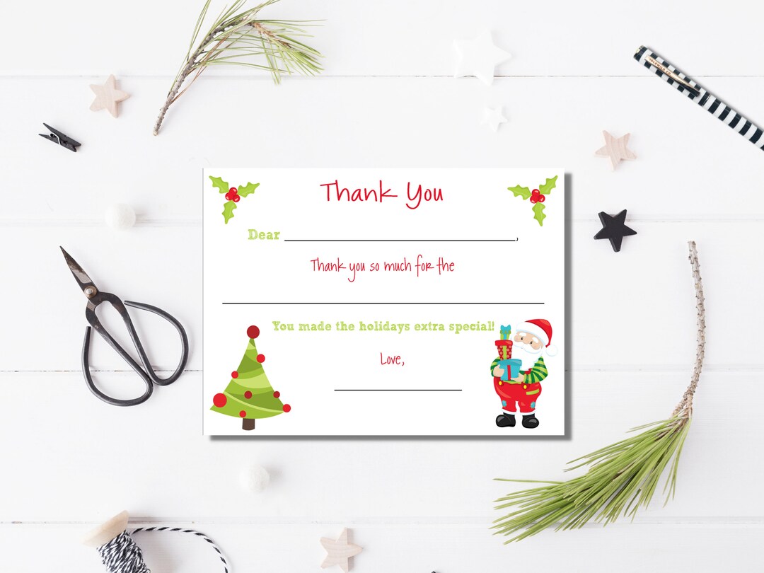 Christmas Fill in the Blank Thank You Notes Santa Fill in the Blank ...