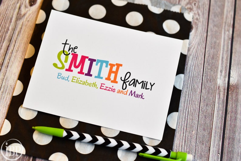 Family Stationery / Personalized Colorful Family Stationary / Etsy