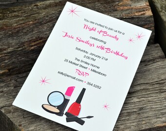 Girls Night Out Party Invitation - Makeup Party Invitation - Birthday Party Invitation - Girls Night Invite - Bachelorette Party Invitation