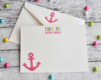 Personalized Preppy Anchor Thank You Note for Girls / Personalized Stationery / Anchor Thank You Note Cards /  Personalized Anchor Notes