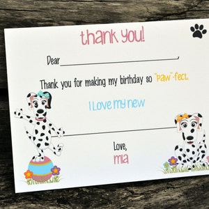 Kids Fill In the Blank Thank You Notes / Kids Thank You Notes / Childrens Dalmation Thank You Note Cards / Fill In The Blank Dalmation Notes image 3