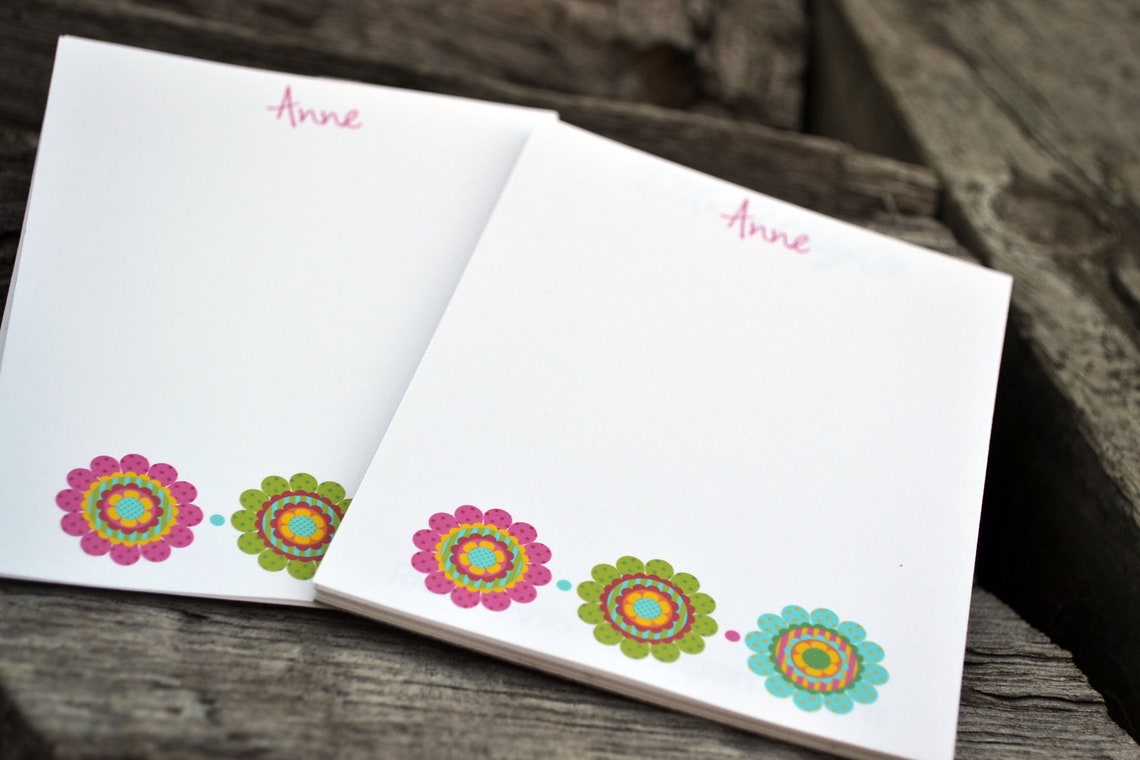 Personalized Notepads / Personalized Flower Notepads / Etsy