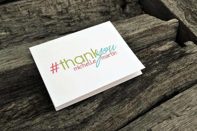 Hashtag Thank You Cards Bridal Shower Thank You Notes Personalized Wedding Thank You Cards Social Media Stationery