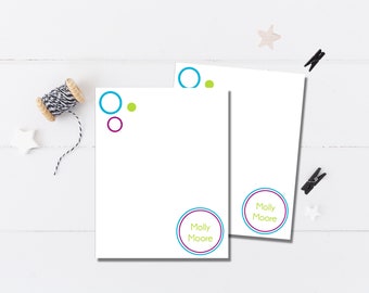 Set of Personalized Notepads / Personalized Notepads / Custom Notepad Set / Teacher Notepad / Teacher Gift / Cute Notepad Bright Bubbles