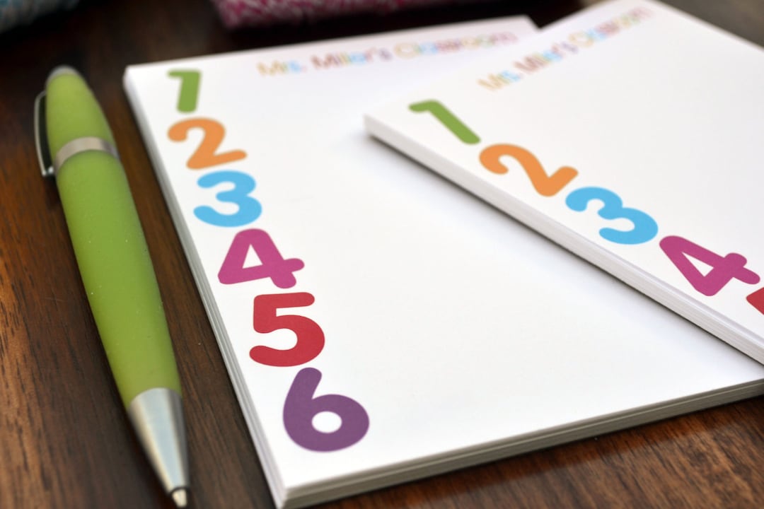 Monogram Teacher Notepad Set, Big Numbers Design - Etsy