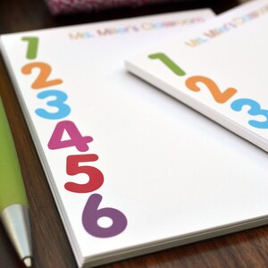 Set of 2 Monogram Teacher Notepads / Personalized Notebook / Personalized Teacher Gift / Set of Teacher Notepads /  Big Numbers Design